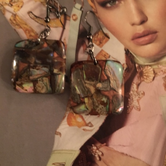 Abstract multicolor albacore lucite Necklace set - Picture 2 of 6